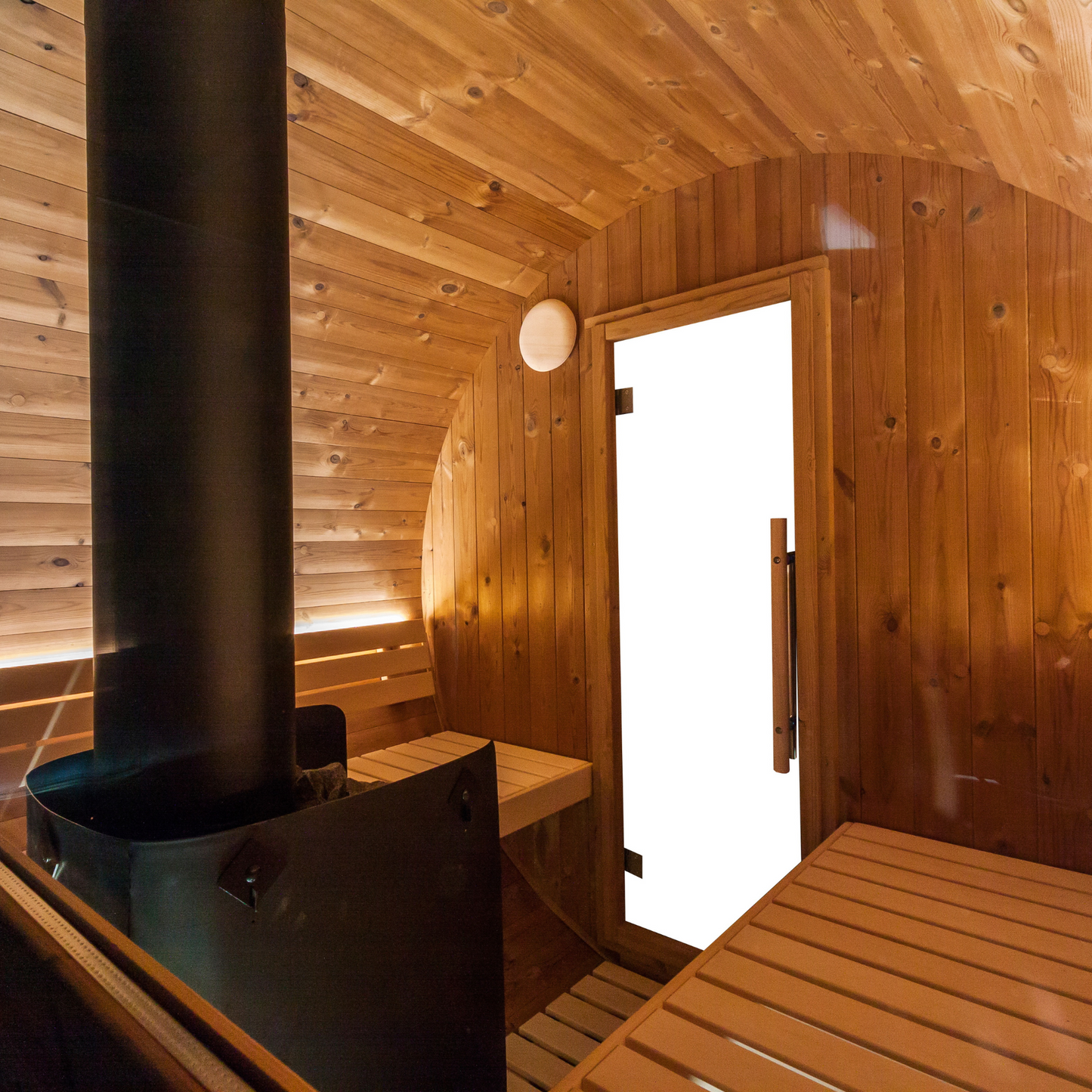 Barrel sauna - Thermo hout -Achterkant in half glas - Verschillende formaten