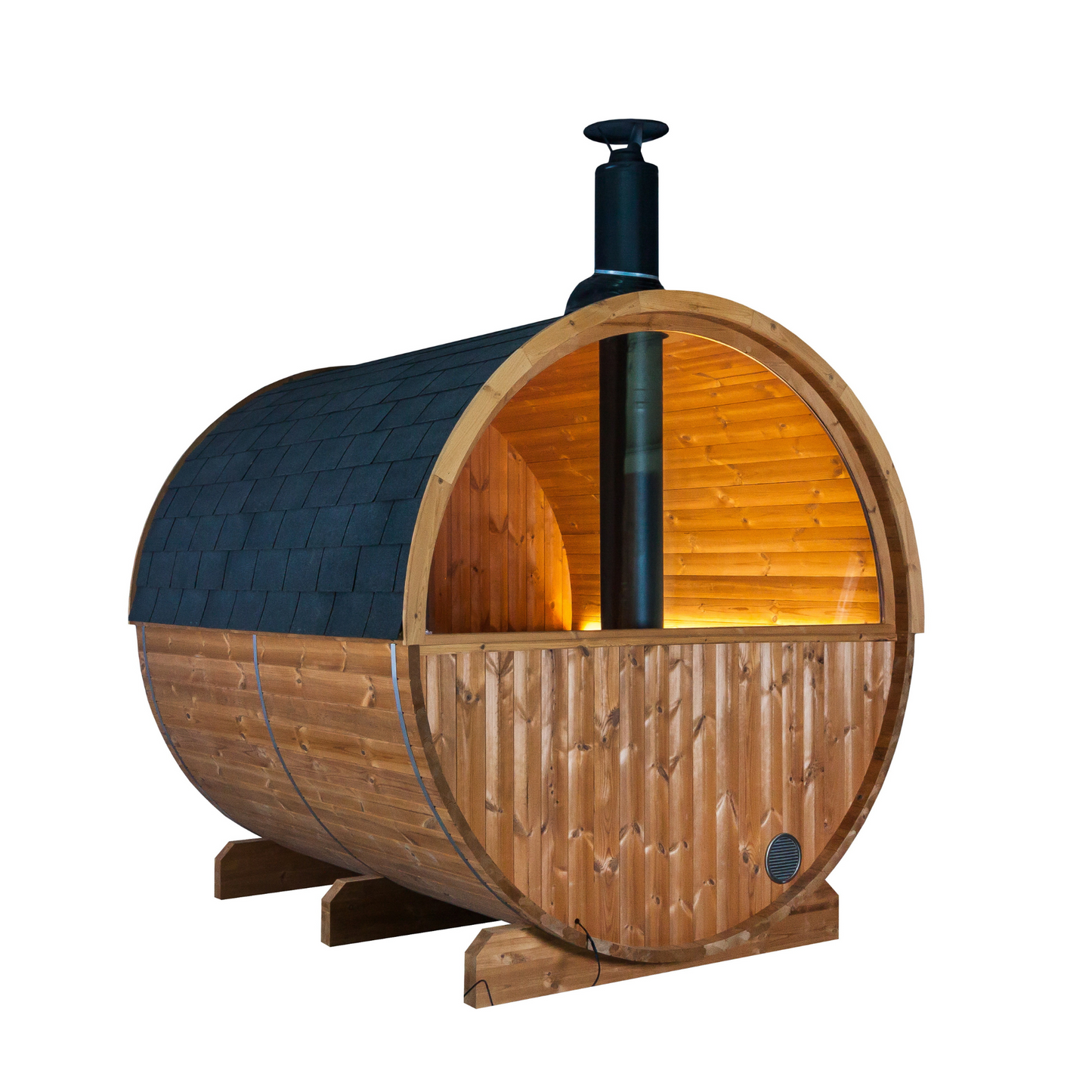 Barrel sauna - Thermo hout -Achterkant in half glas - Verschillende formaten