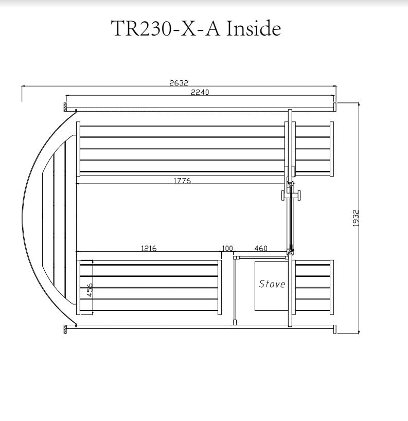 Barrel sauna - TR230-X panoramic