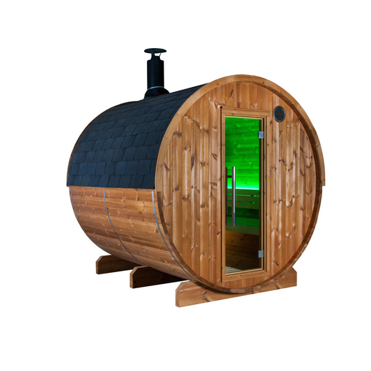 Barrel sauna -  Thermo hout -Achterkant in half glas - Verschillende formaten