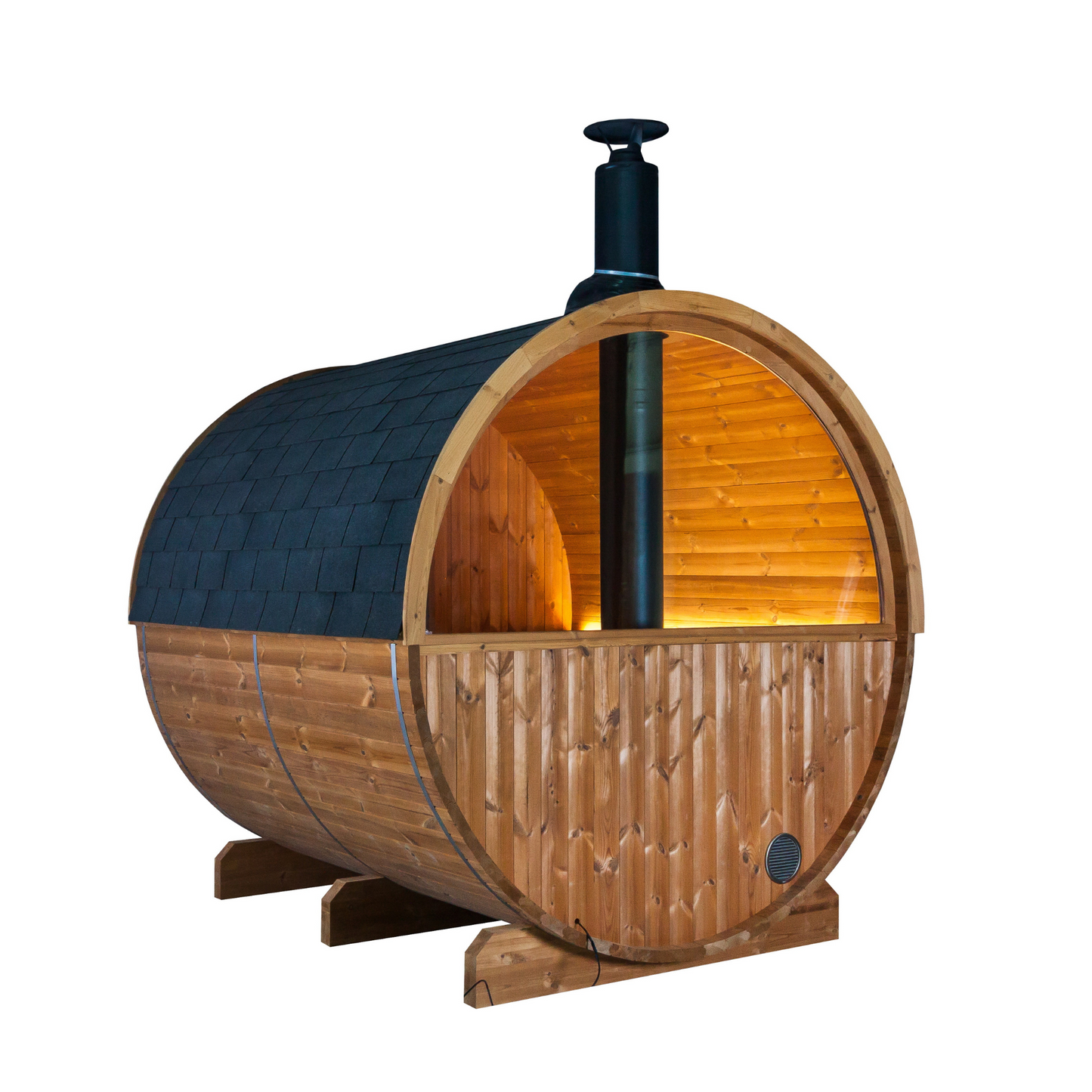 Barrel sauna -  Thermo hout -Achterkant in half glas - Verschillende formaten